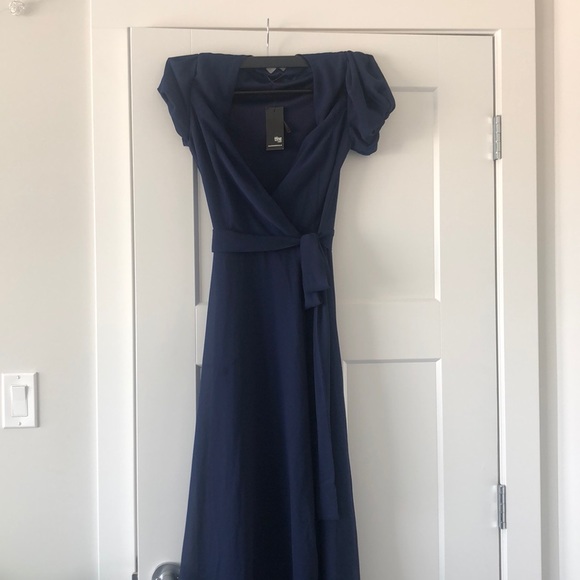 Navy blue floor length wrap dress! - Picture 2 of 2